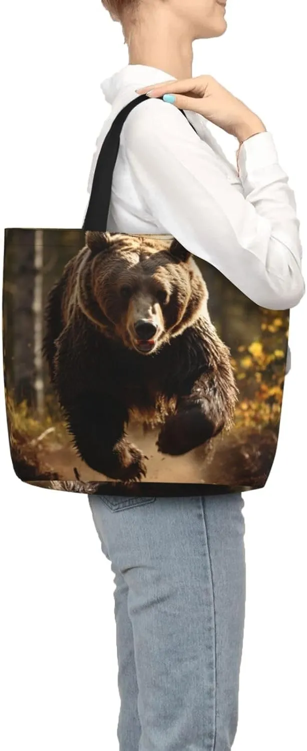 Beaver Working2 Print Tote Bag Shoulde Bag Handbag Grocery Bags Reusable For Office Shopping Travel Casual Work Holiday