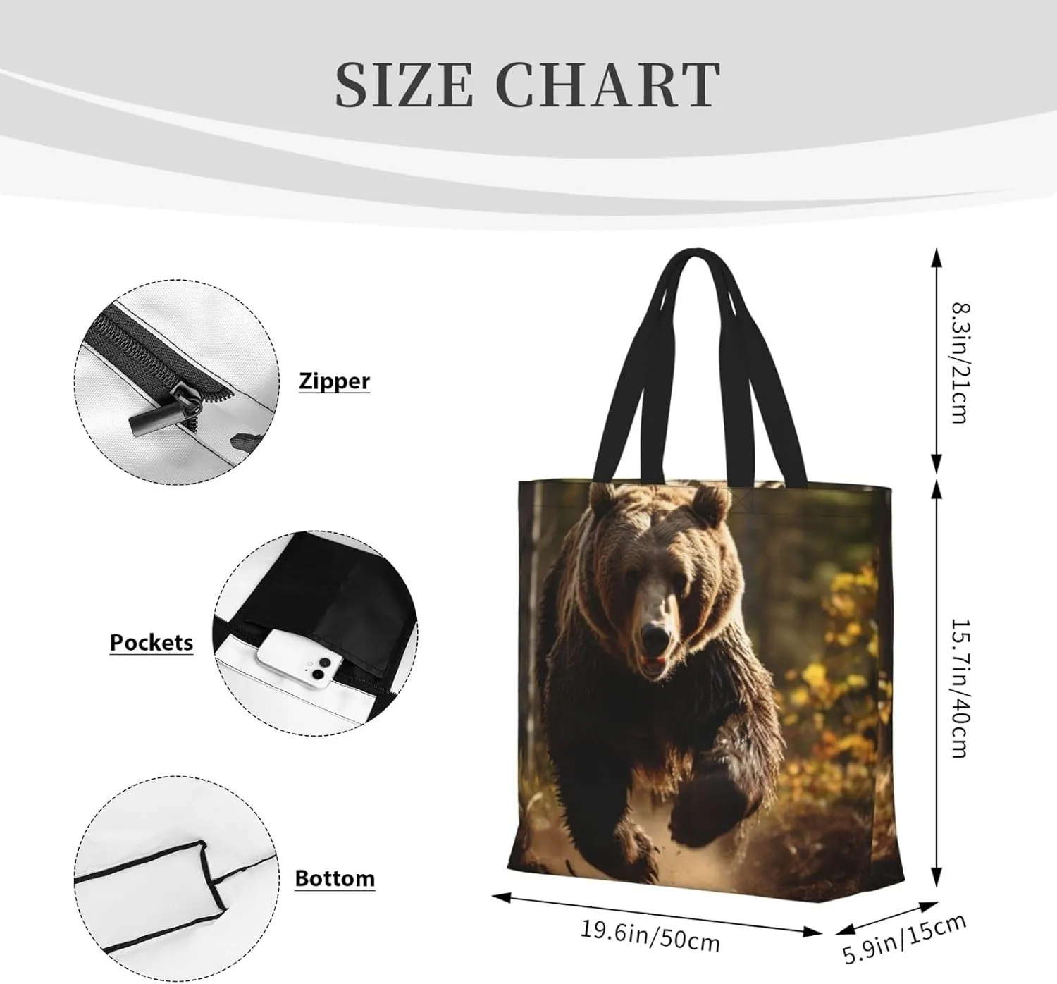 Beaver Working2 Print Tote Bag Shoulde Bag Handbag Grocery Bags Reusable For Office Shopping Travel Casual Work Holiday