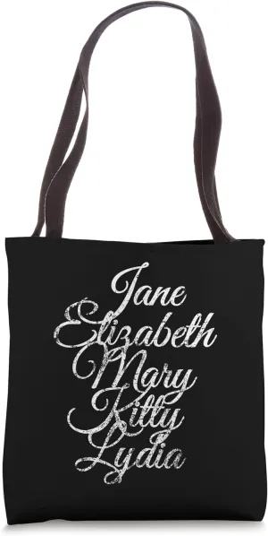 Bennet Sisters from Pride and Prejudice Aged White Print Tote Bag