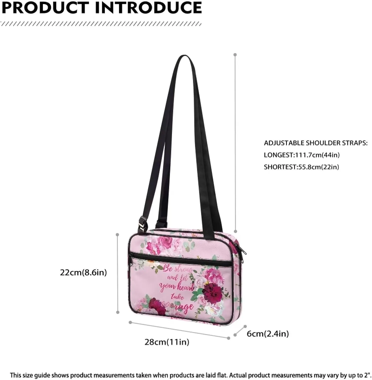 Bible Covers for Women Book Protector with Shoulder Strap Zip Church Bags Soft Bible Pouch