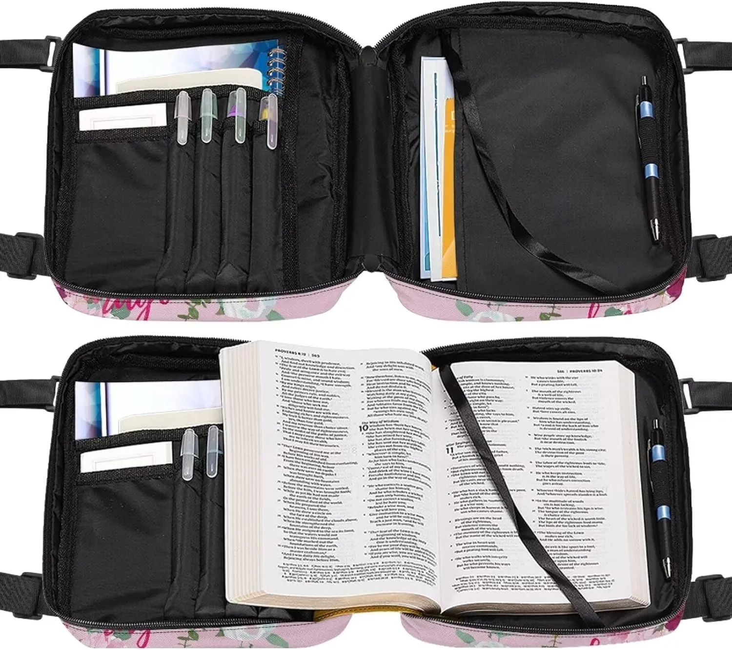 Bible Covers for Women Book Protector with Shoulder Strap Zip Church Bags Soft Bible Pouch