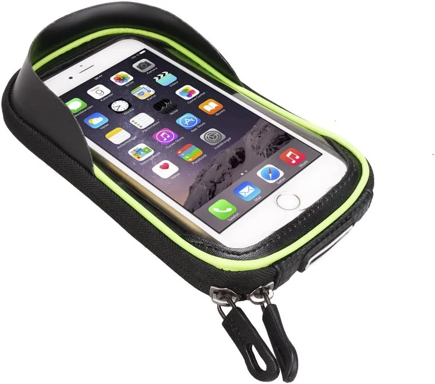 Bike Frame Bag, Head Tube Bag, Bicycle Cycling Front Top Tube Frame Pannier Double Bag Pouch Holder Crossbar Bag for iPhone X 7 Plus/6/6S Plus and other 6.2" Mobile Phone