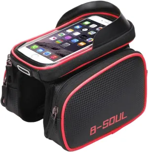 Bike Frame Bag, Head Tube Bag, Bicycle Cycling Front Top Tube Frame Pannier Double Bag Pouch Holder Crossbar Bag for iPhone X 7 Plus/6/6S Plus and other 6.2" Mobile Phone