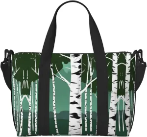Birch Trees print Travel Duffel Bag,workout duffel bag, overnight shoulder Bag,Weekender Bag for Women Men