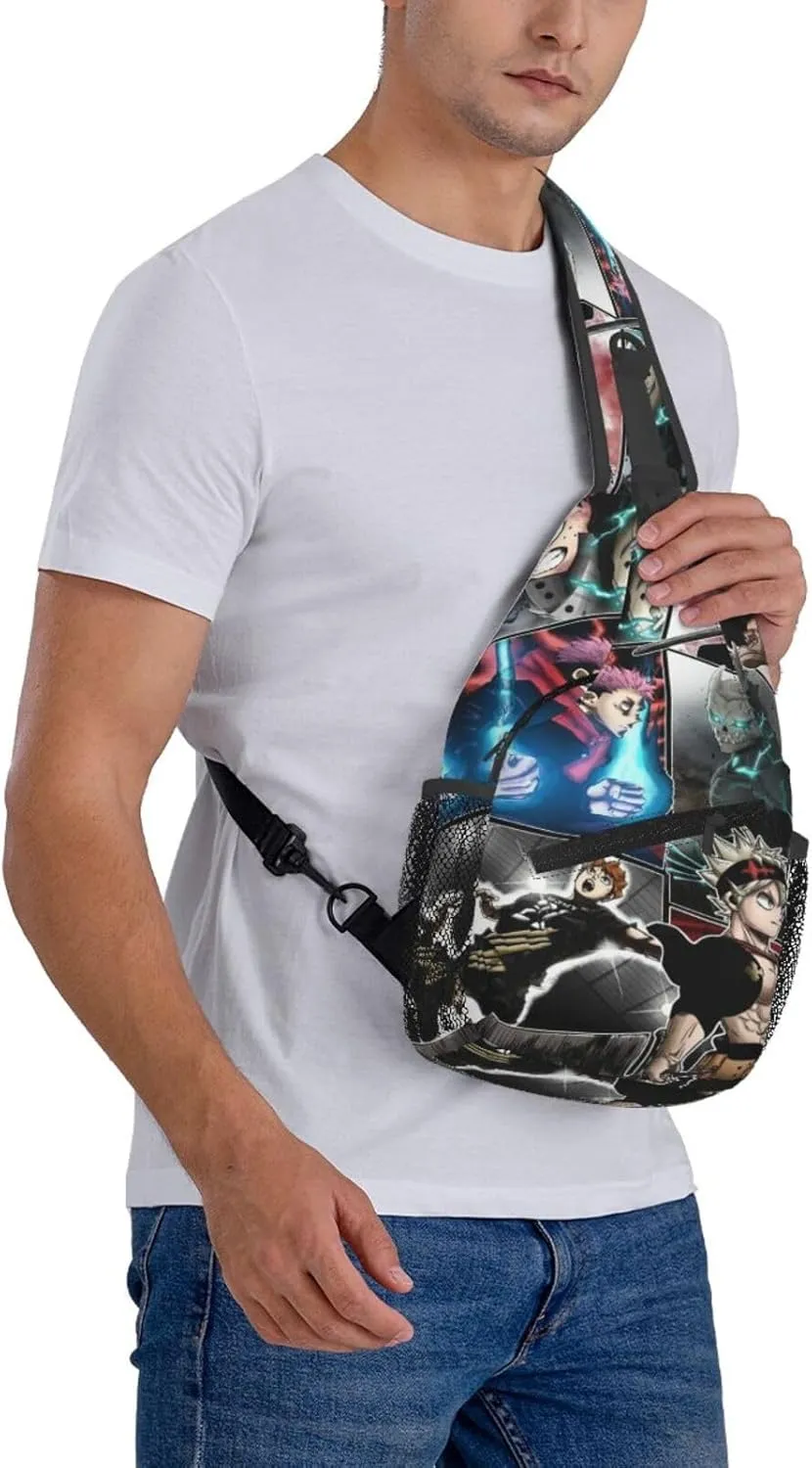 Bl-ack Clover Crossbody Bag Sling Shoulder Bag for Outdoor Travel Sports Camping Hiking Shoulder Bags