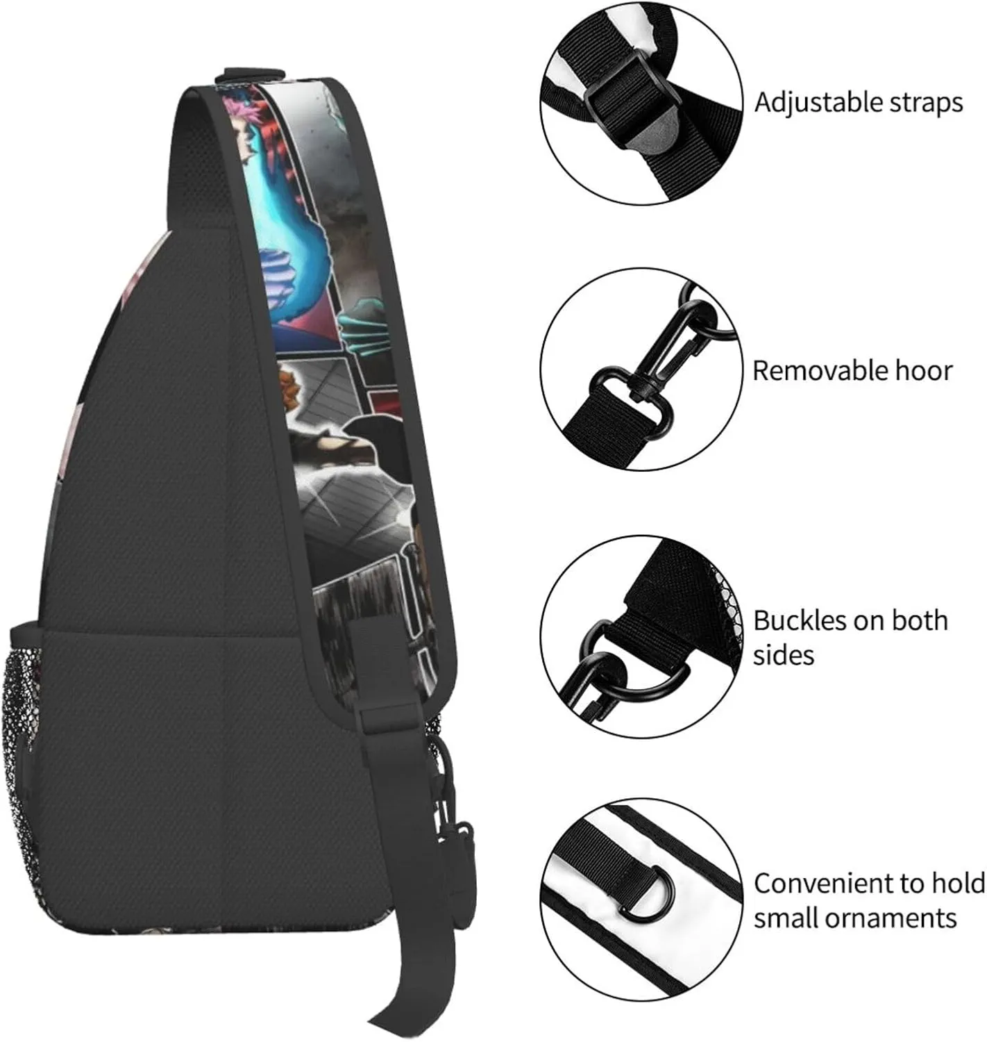 Bl-ack Clover Crossbody Bag Sling Shoulder Bag for Outdoor Travel Sports Camping Hiking Shoulder Bags