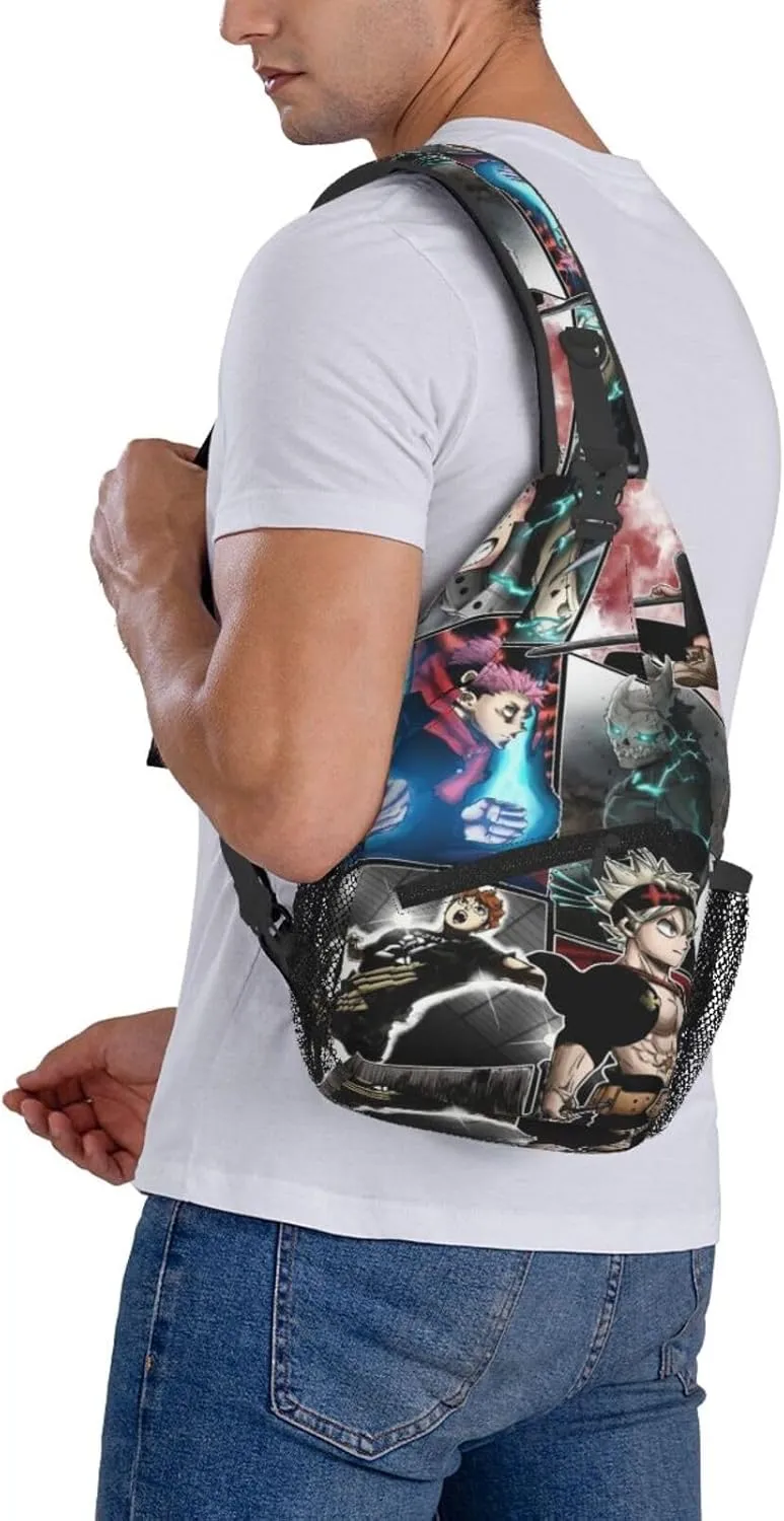 Bl-ack Clover Crossbody Bag Sling Shoulder Bag for Outdoor Travel Sports Camping Hiking Shoulder Bags