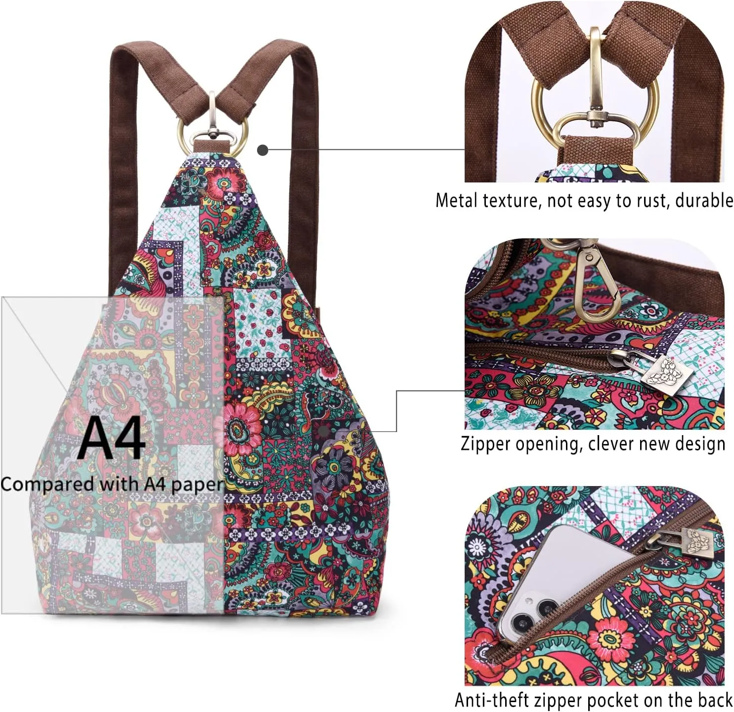 Black Butterfly Premium Backpack for Women, Bohemia Style Fashion Casual Daypack Backpack, Small Backpack Purse (05-brown)