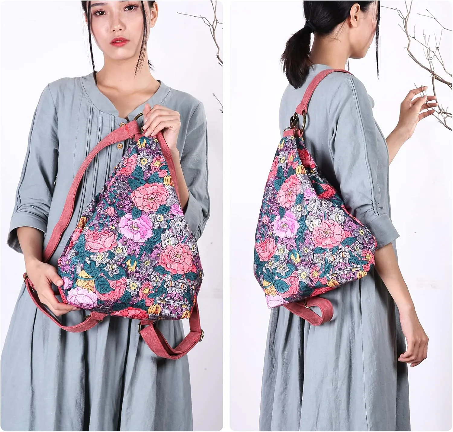 Black Butterfly Premium Backpack for Women, Bohemia Style Fashion Casual Daypack Backpack, Small Backpack Purse (06-fuchsia)