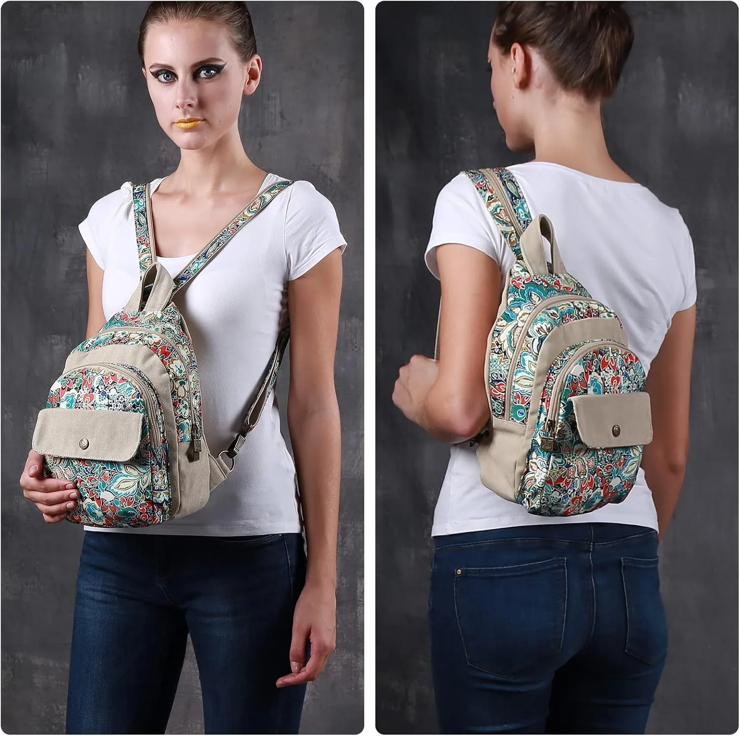Black Butterfly Premium Backpack for Women, Crossbody Sling Backpack Sling Bag, Travel Hiking Chest Bag Daypack (Green)