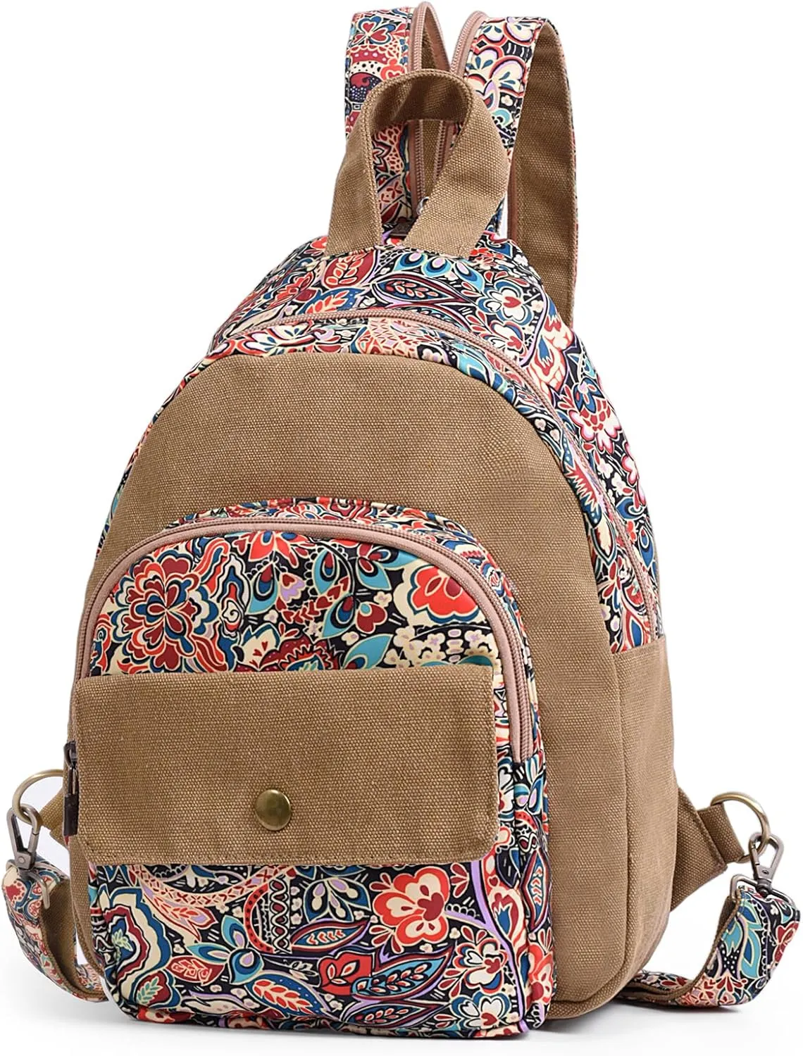 Black Butterfly Premium Backpack for Women, Crossbody Sling Backpack Sling Bag, Travel Hiking Chest Bag Daypack (Khaki)