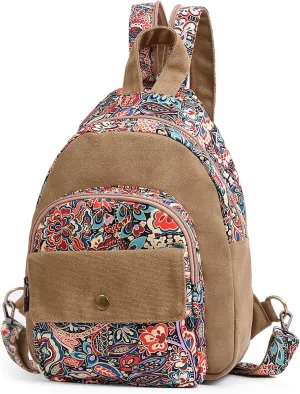 Black Butterfly Premium Backpack for Women, Crossbody Sling Backpack Sling Bag, Travel Hiking Chest Bag Daypack (Khaki)