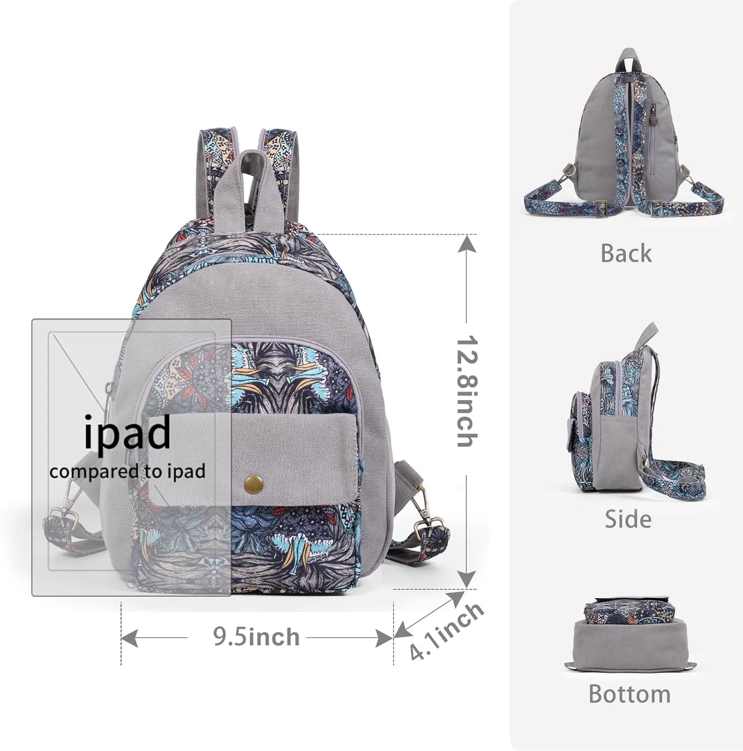 Black Butterfly Premium Backpack for Women, Crossbody Sling Backpack Sling Bag, Travel Hiking Chest Bag Daypack (Light Gray)