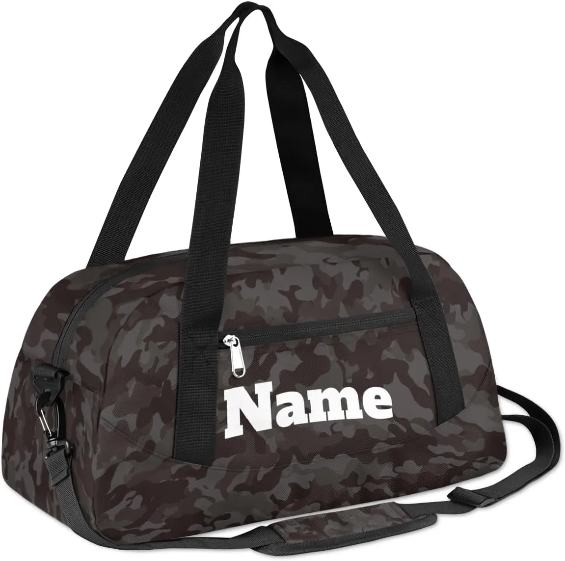 Black Camouflage Custom Name Kids Duffel Bags Personalized Customized Gifts Sports Gym Bag Girls Dance Bag Overnight Weekender Sleepover Carry On Travel Tote Bag for Boys Girls