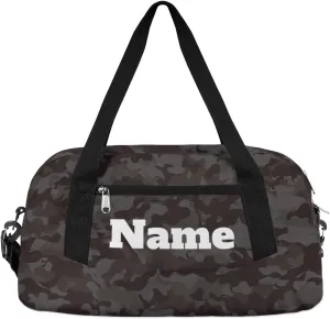 Black Camouflage Custom Name Kids Duffel Bags Personalized Customized Gifts Sports Gym Bag Girls Dance Bag Overnight Weekender Sleepover Carry On Travel Tote Bag for Boys Girls