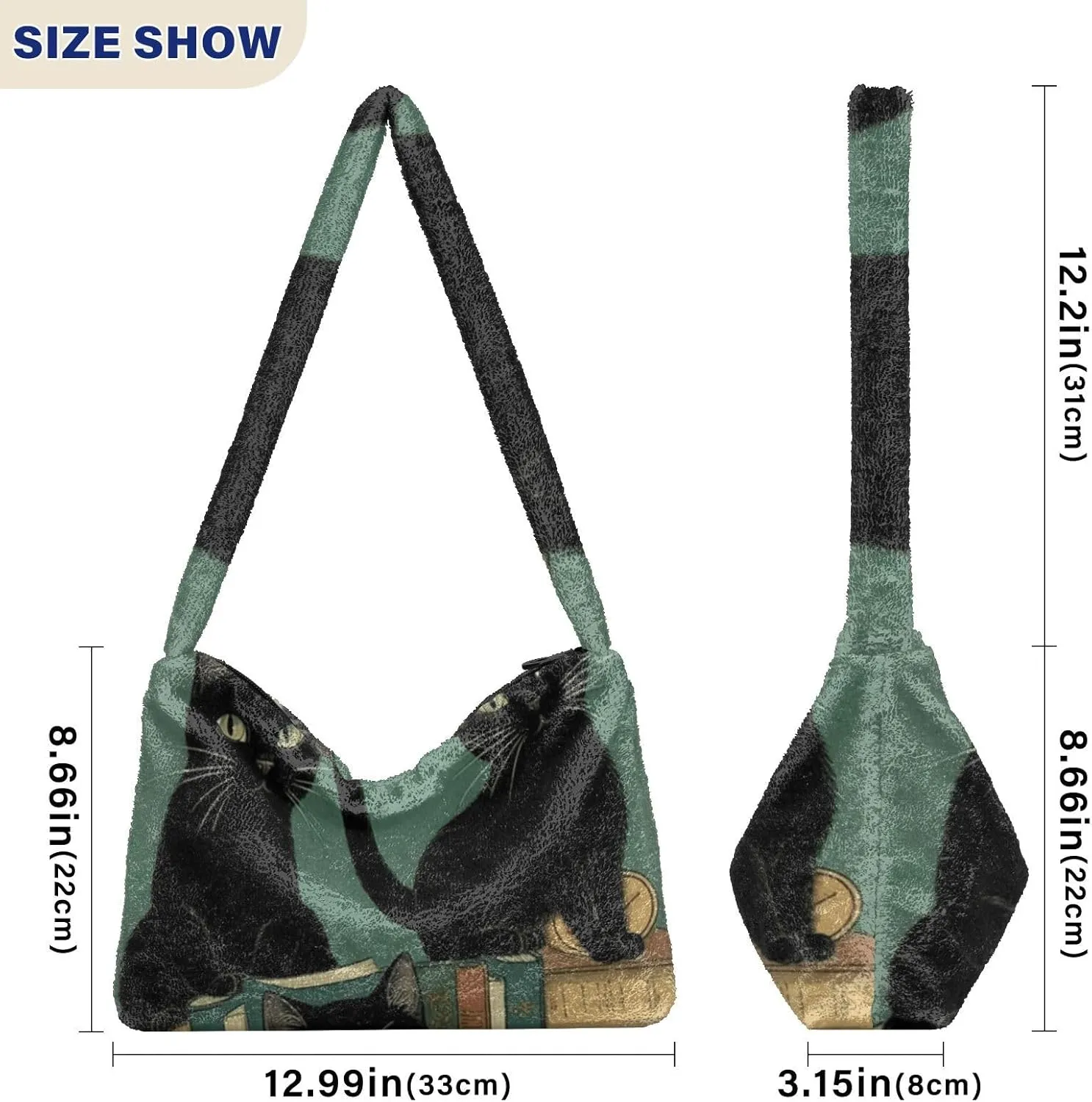 Black Dog on Retro Red Shoulder Tote Bag, Handbag with Zipper, Womens Outdoor Bag