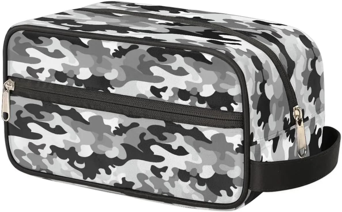 Black Grey Camouflage Hanging Makeup Bag,Toiletry Bag for Women Girl,Travel Cosmetic Bag,Approved Hygiene Bag Waterproof Dopp Kit Organizer for Toiletries Shower Bathroom Carry-on Accessories Gifts