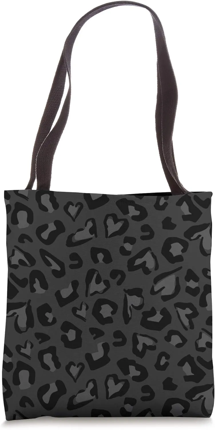 black leopard print heart Tote Bag