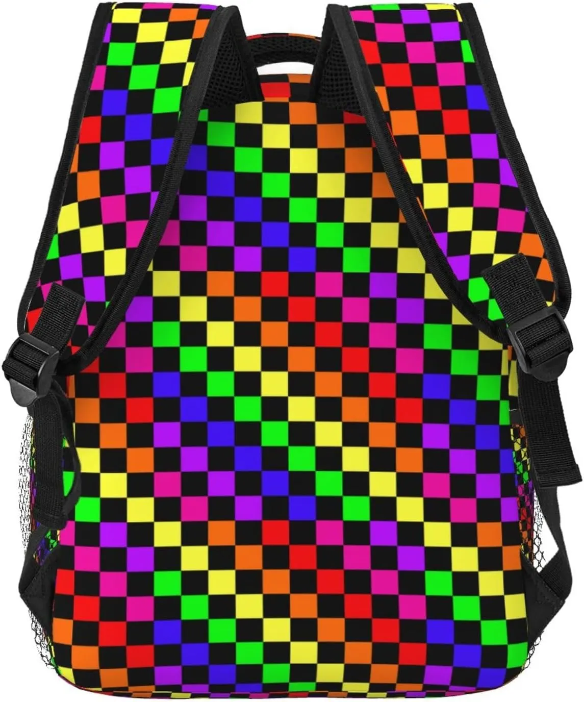 Black Rainbow Race Checkered Flag Backpacks 15in Laptop Backpack Multipurpose Double Shoulder Bag For Men Women Gifts