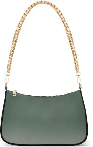 Black Red Gradient Shoulder Bag for Women Fabric Crescent Handbag with Zipper Chain Clutch Purses