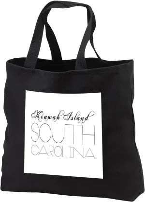 Black Tote Bag 14w x 14h x 3d - American Beaches - Kiawah Island, South Carolina, black on white Alexis Design - American Beaches