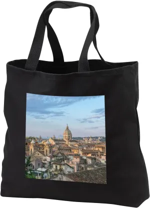 Black Tote Bag 14w x 14h x 3d - Italy, Rome, City Rooftops Cities