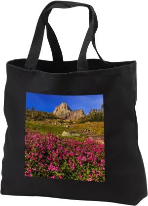 Black Tote Bag JUMBO 20w x 15h x 5d - Lewis Monkeyflowers and Mount Clements in Glacier NP, Montana, USA Flowers
