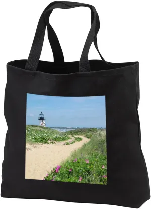 Black Tote Bag JUMBO 20w x 15h x 5d - Path to Brant Lighthouse, Nantucket Harbor, Nantucket, Massachusetts Lighthouses