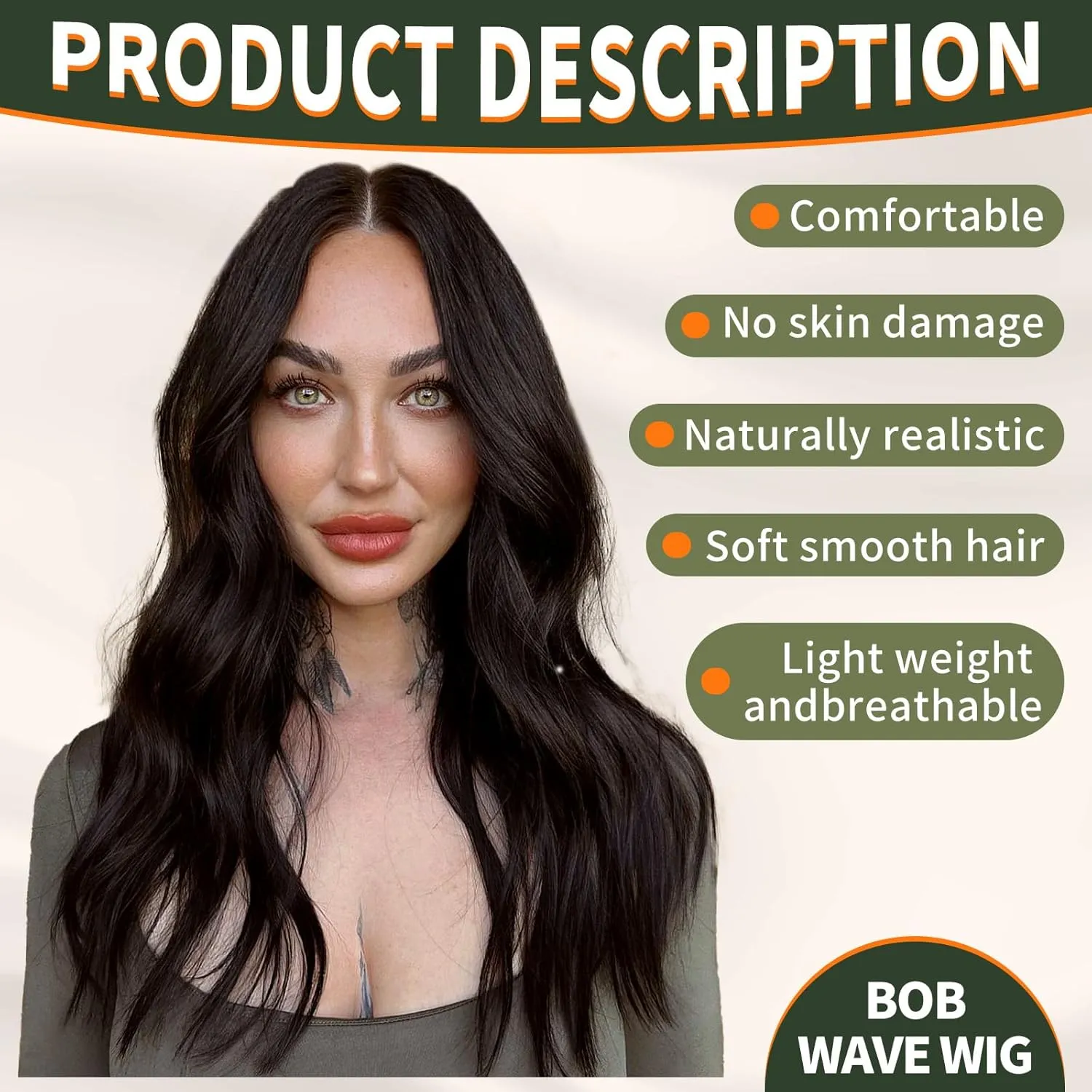 Black Wig with Bangs,Black Wavy Wigs for Women,Shoulder Length Curly Synthetic Hair Wig for Party Daily Use 18IN…