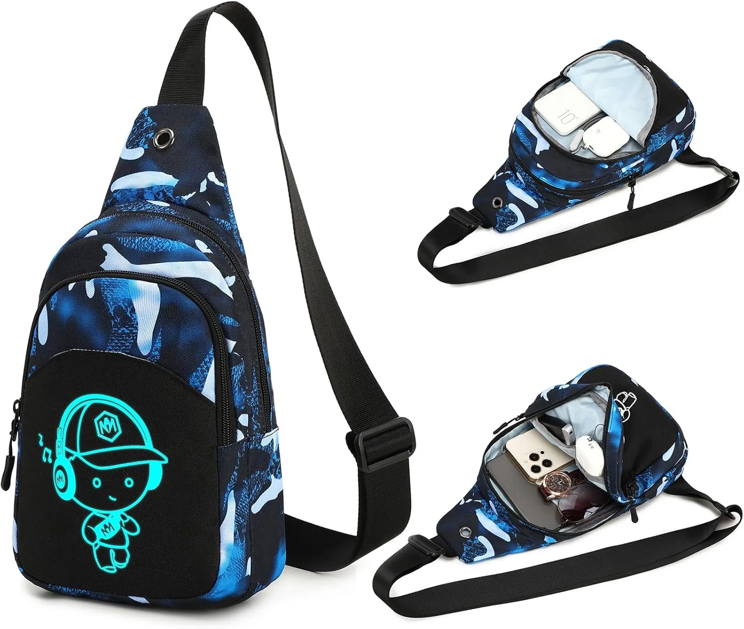 Bluboon Small Sling Bag Crossbody Bags Camouflage Fanny Packs Chest Bag Travel Chest Bag Gifts for Boys