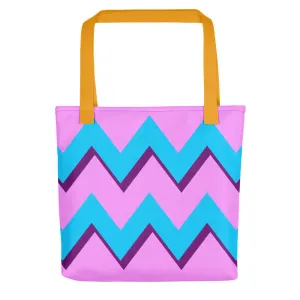 Blue & Pink Zig Zag Tote Bags