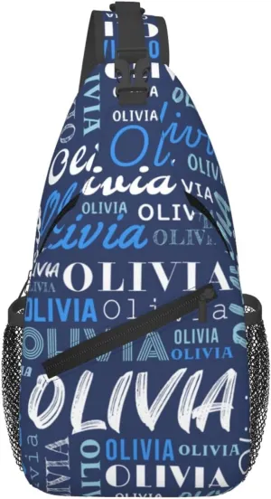 Blue Custom Sling Bag for Women Men Personalized Crossbody Sling Backpack with Name Photo Text Image Customized Chest Bag for Outdoor Travel Sport Hiking Daypack