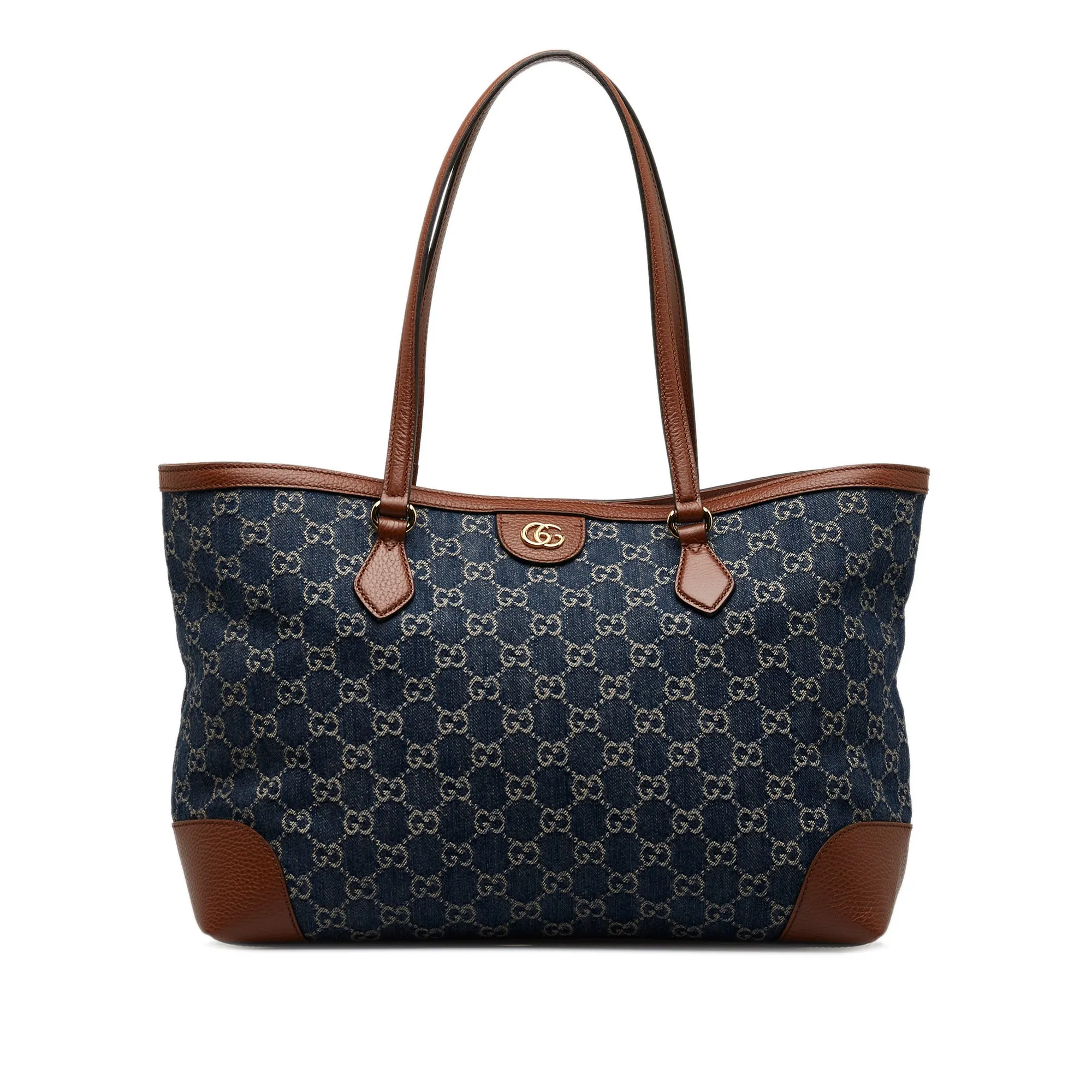 Blue Gucci Medium GG Denim Ophidia Shopping Tote