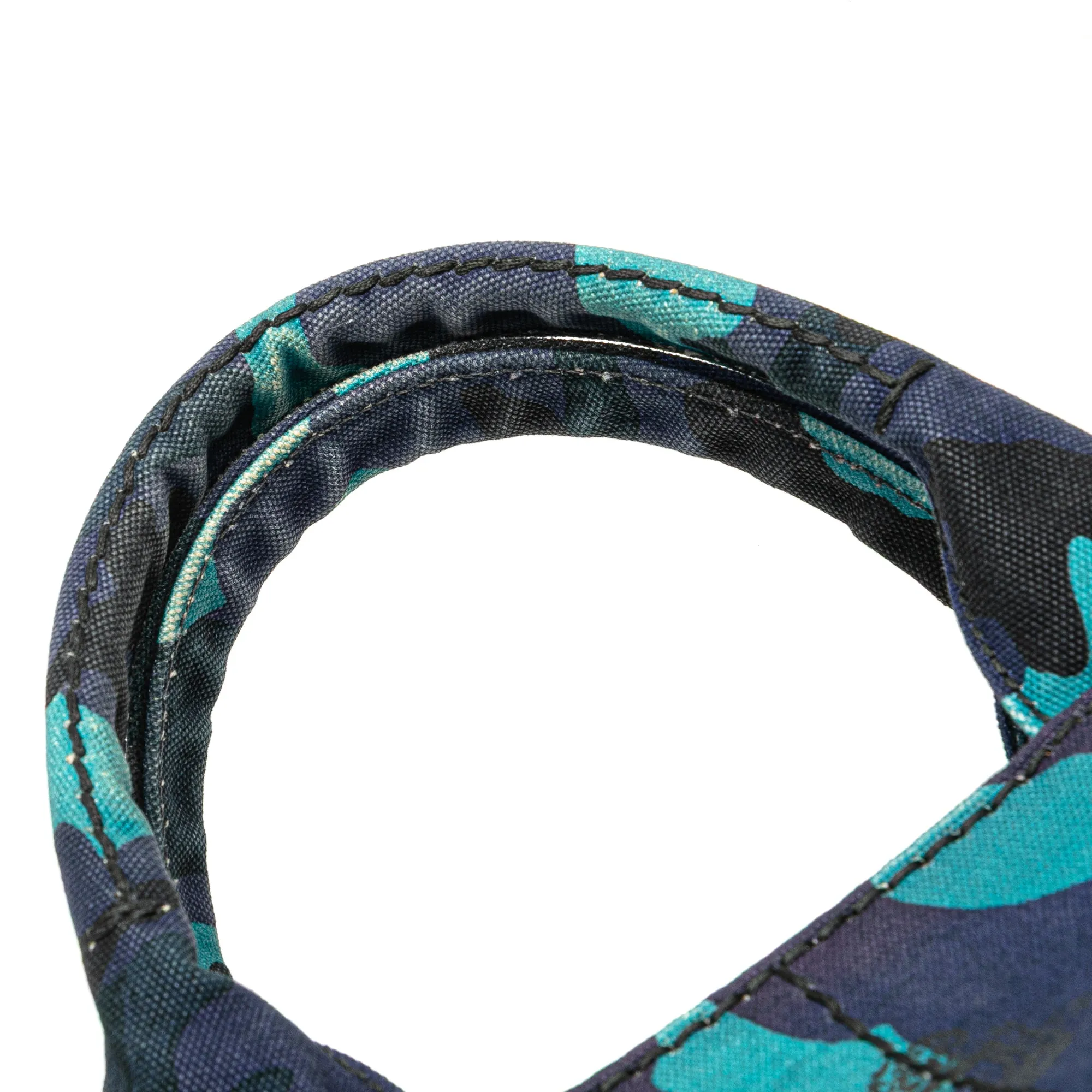 Blue Prada Canvas Camouflage Canapa Logo Satchel