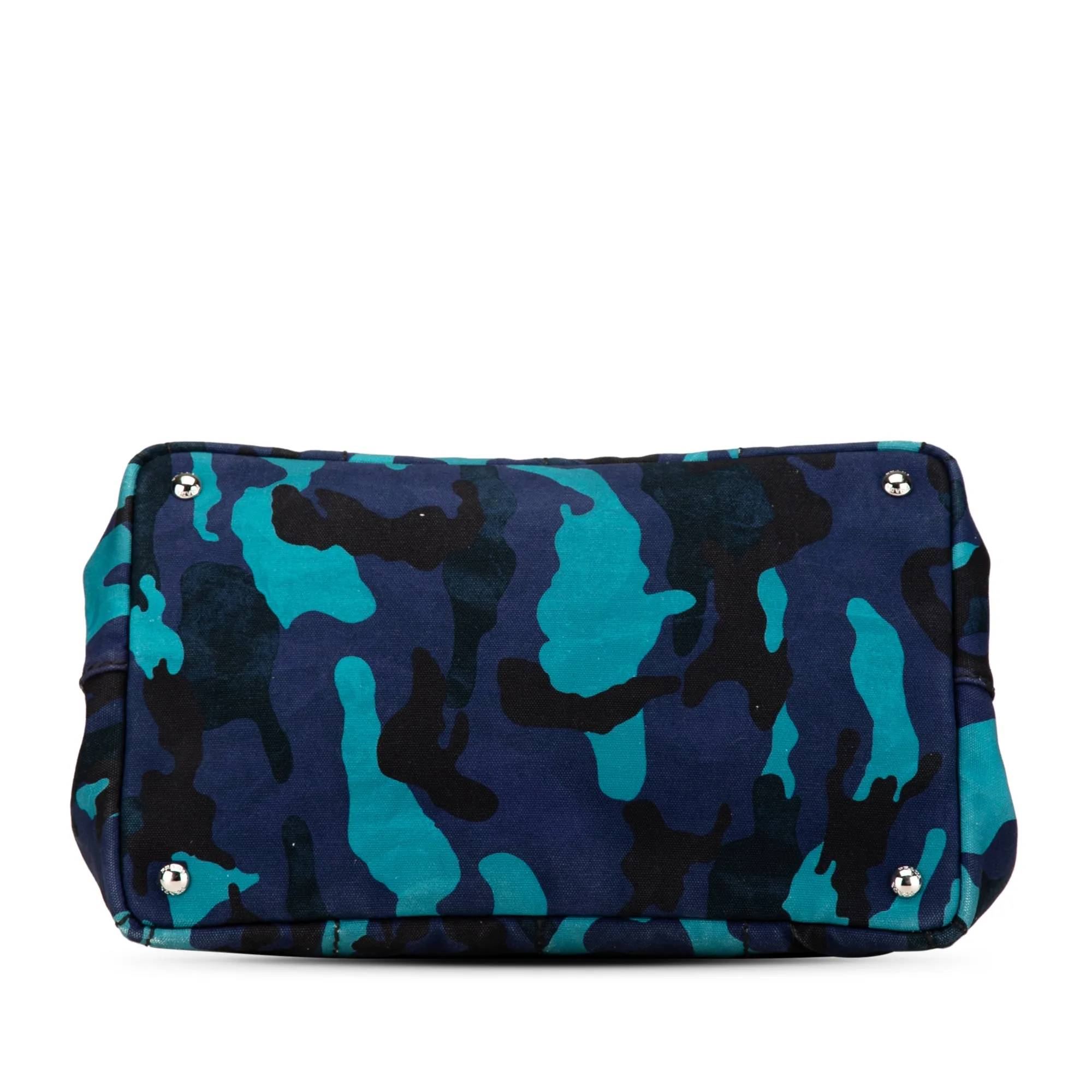 Blue Prada Canvas Camouflage Canapa Logo Satchel