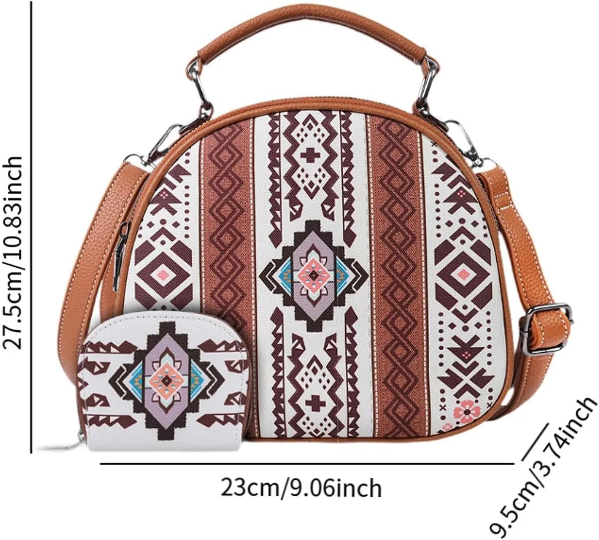 Bohemian Pattern Handbag for Women Canvas Portable Shoulder Bag for Beach