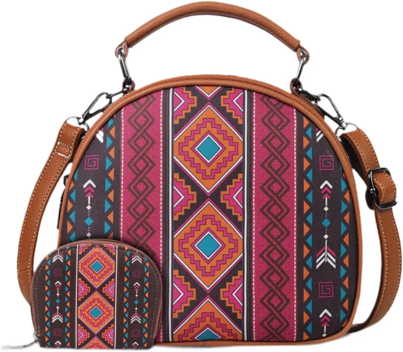 Bohemian Pattern Handbag for Women Canvas Portable Shoulder Bag for Beach