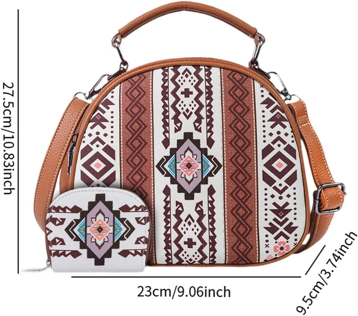 Bohemian Pattern Handbag for Women Canvas Portable Shoulder Bag for Beach