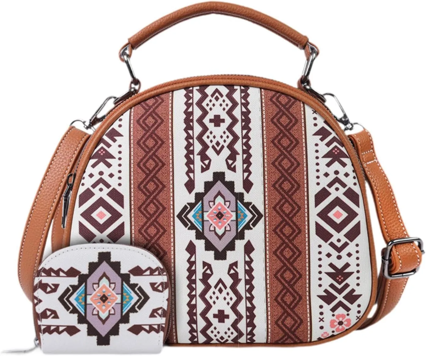 Bohemian Pattern Handbag for Women Canvas Portable Shoulder Bag for Beach