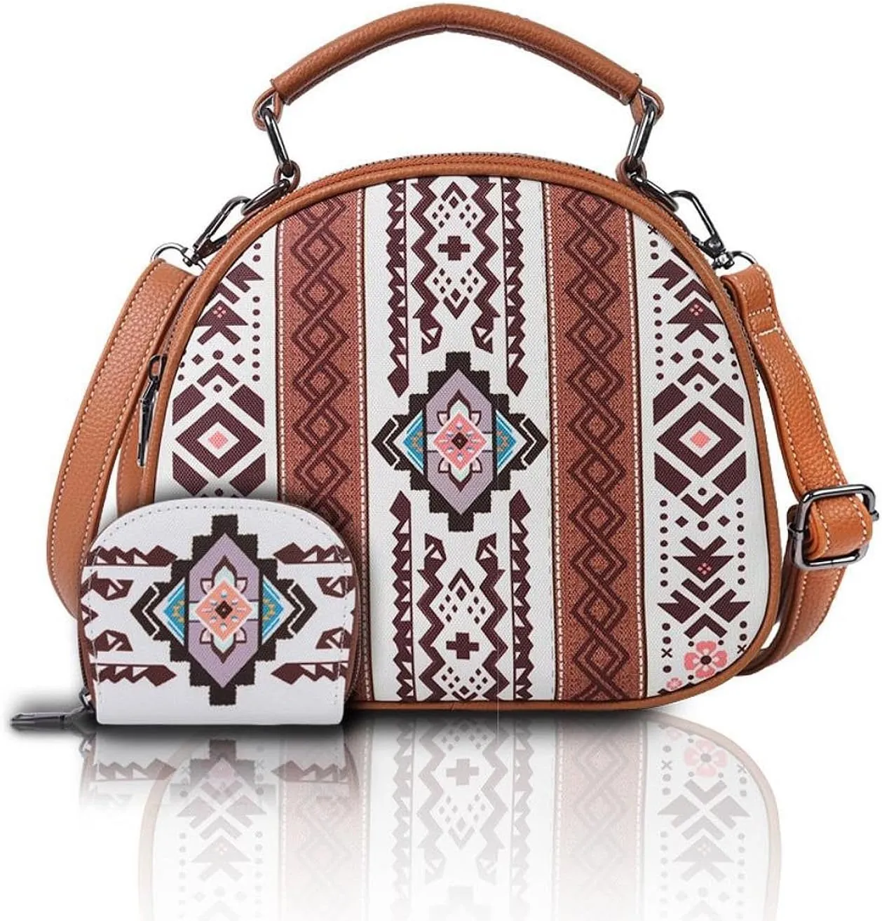 Bohemian Pattern Handbag for Women Canvas Portable Shoulder Bag for Beach