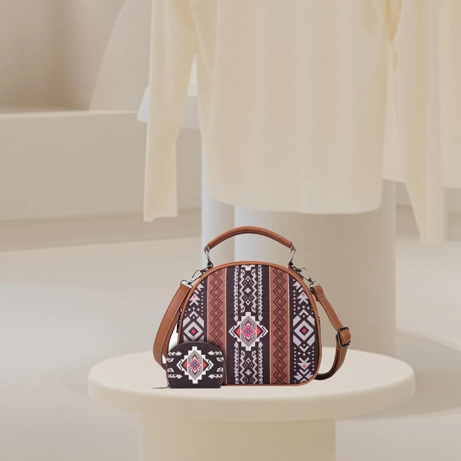 Bohemian Pattern Handbag for Women Canvas Portable Shoulder Bag for Beach