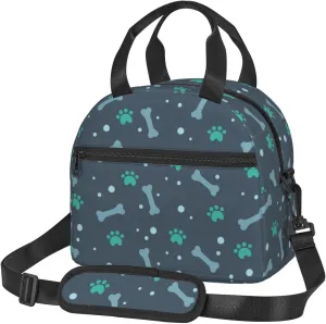 Bones And Dog Claws Print Crossbody Insulated Lunch Bags For Women Men Cooler Bag Lightweight Waterproof Lunch Box