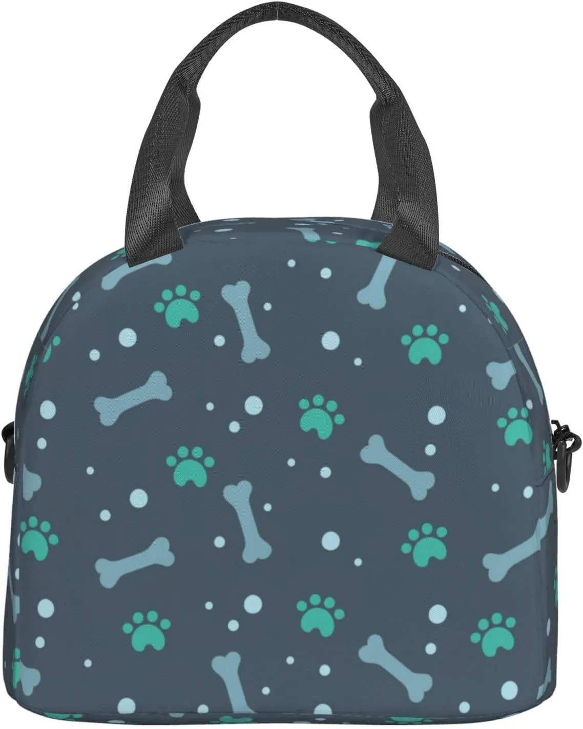 Bones And Dog Claws Print Crossbody Insulated Lunch Bags For Women Men Cooler Bag Lightweight Waterproof Lunch Box