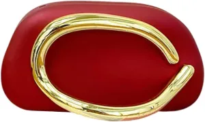 Box Clutch Purses for Women,Shell Evening Bag Gold Metal Handle PU Leather Clutch Chain Crossbody for Wedding 2025