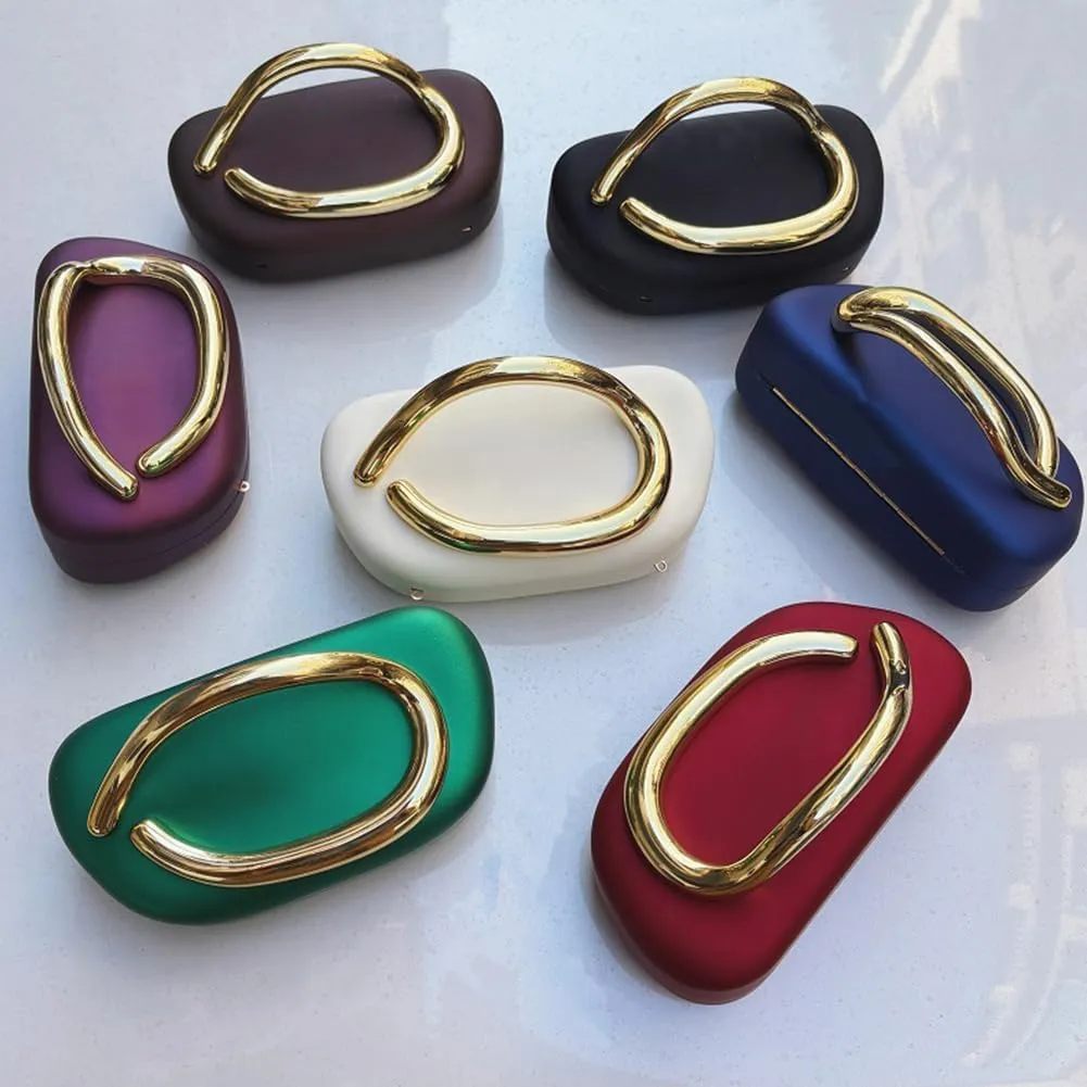 Box Clutch Purses for Women,Shell Evening Bag Gold Metal Handle PU Leather Clutch Chain Crossbody for Wedding 2025