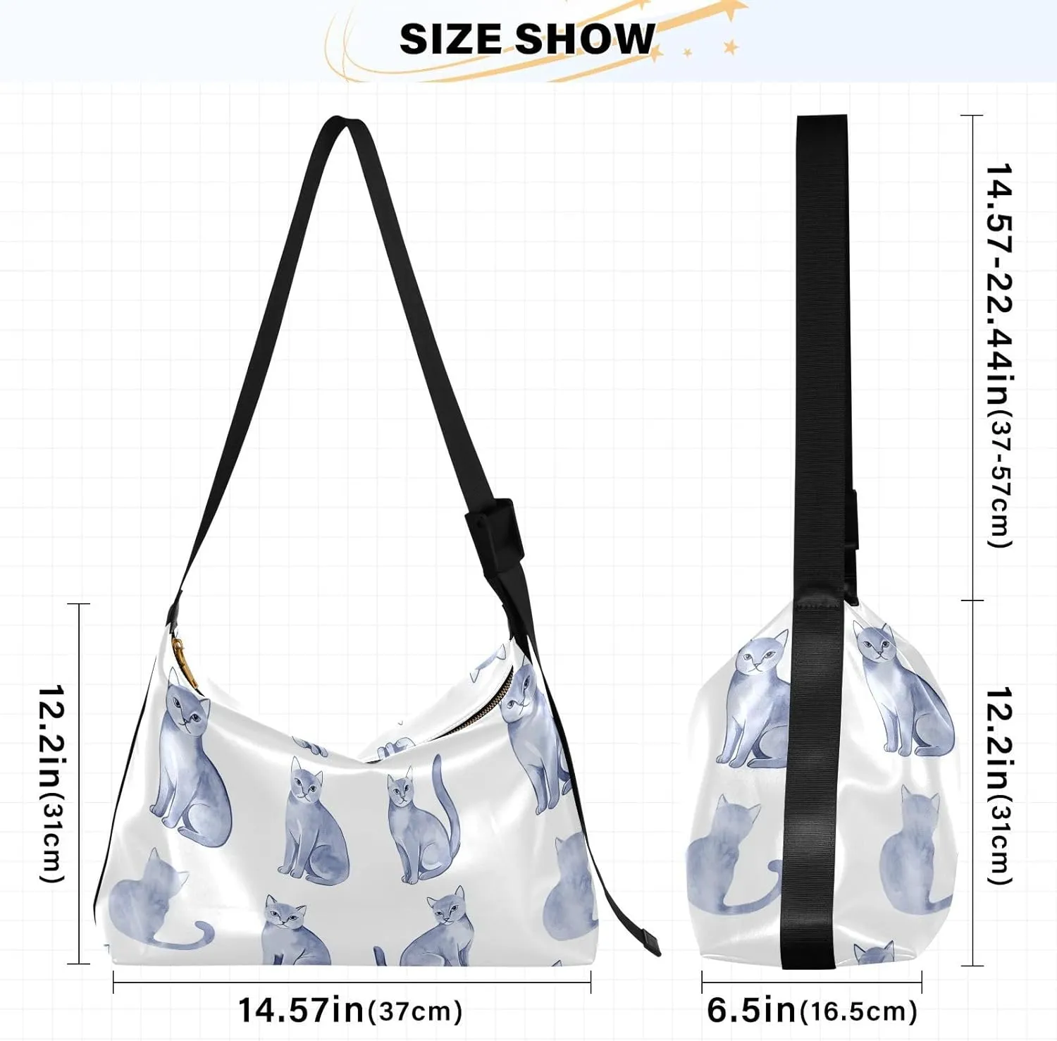 Boys Shoulder Bag for Dating Waterproof Womens Shoulder Tote Bag Sling Purse Sweet Savannah Cats Beige