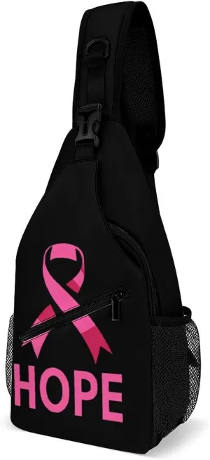 Breast Cancer Awareness Ribbon Hope Crossbody Sling Bags Shoulder Backpack Chest DayPack Handbag
