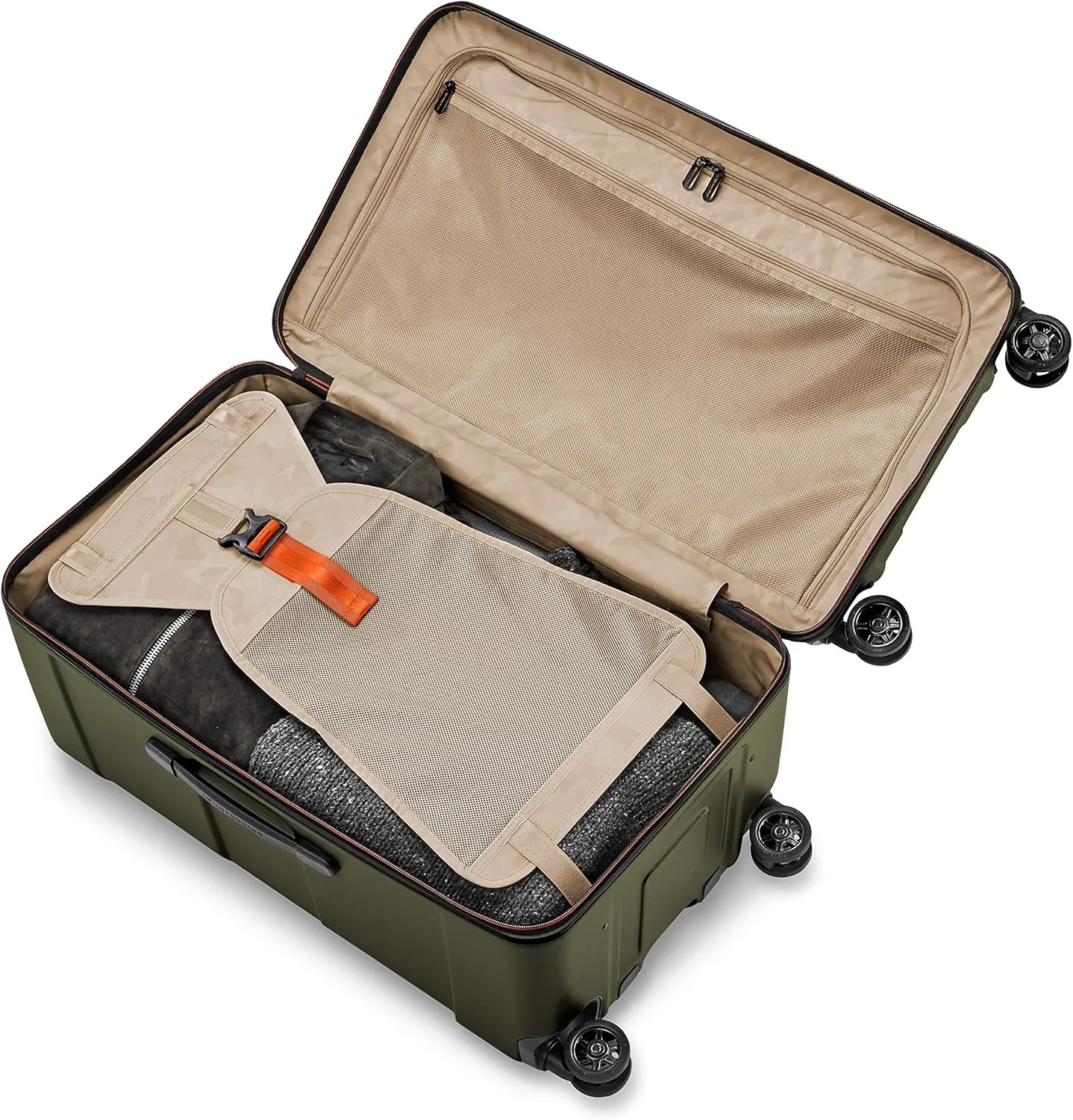 Briggs & Riley 28" Medium Trunk Spinner - Checked Luggage for Travel, Suitcases with Wheels, Hardside Rolling Bag for Men & Women, Self-Repairing Zipper - Torq Collection, Hunter Green