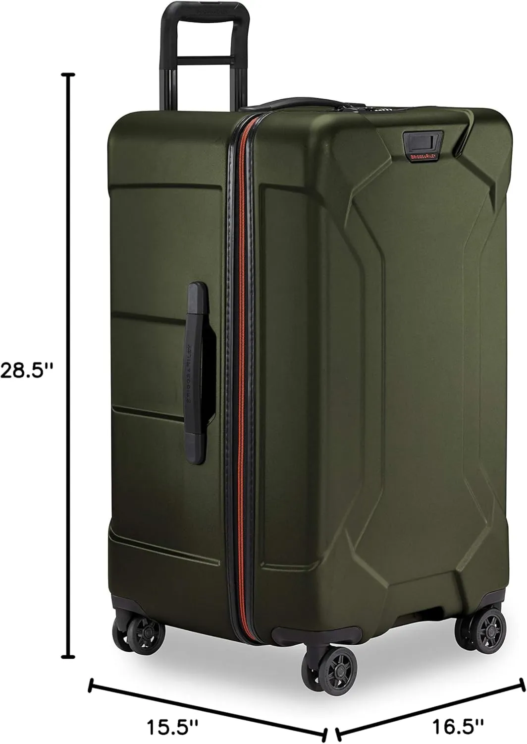 Briggs & Riley 28" Medium Trunk Spinner - Checked Luggage for Travel, Suitcases with Wheels, Hardside Rolling Bag for Men & Women, Self-Repairing Zipper - Torq Collection, Hunter Green