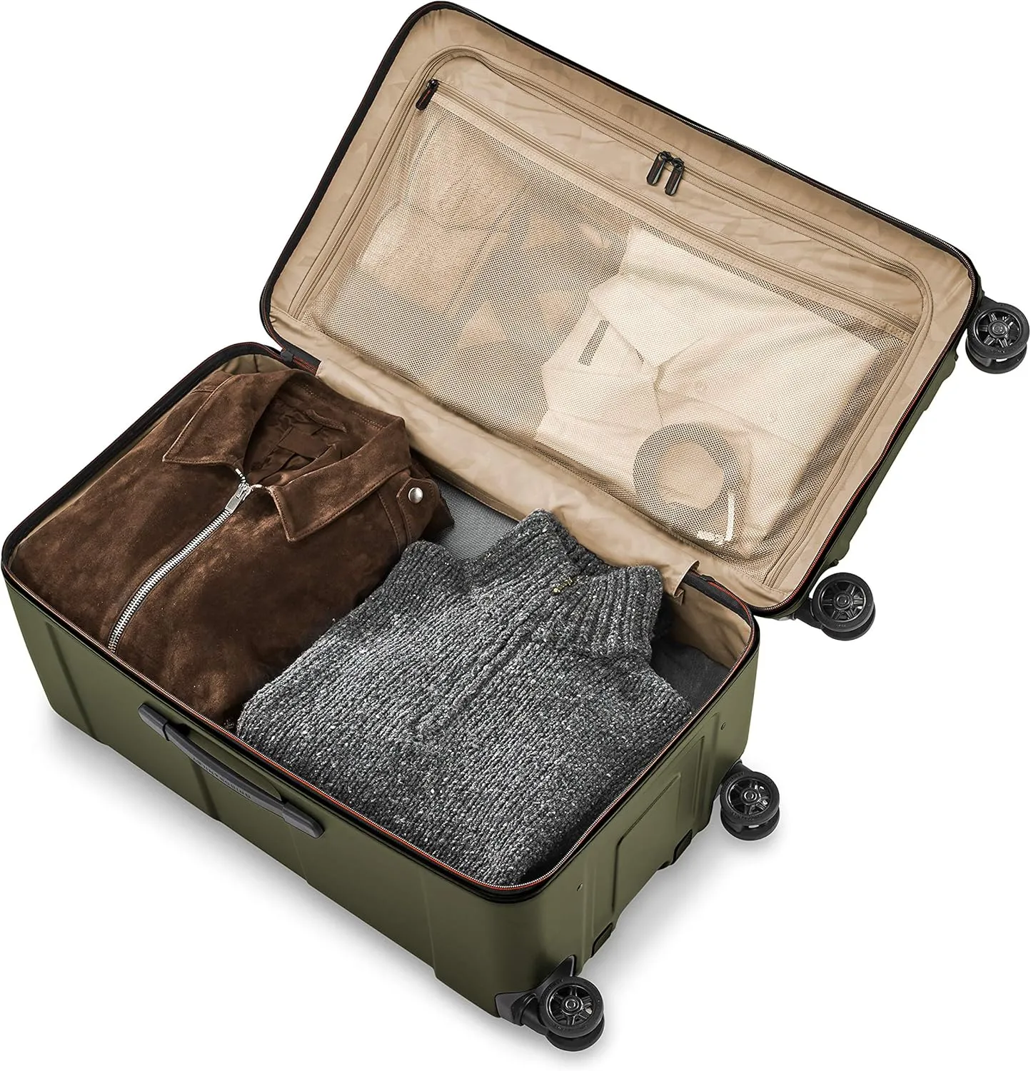 Briggs & Riley 28" Medium Trunk Spinner - Checked Luggage for Travel, Suitcases with Wheels, Hardside Rolling Bag for Men & Women, Self-Repairing Zipper - Torq Collection, Hunter Green